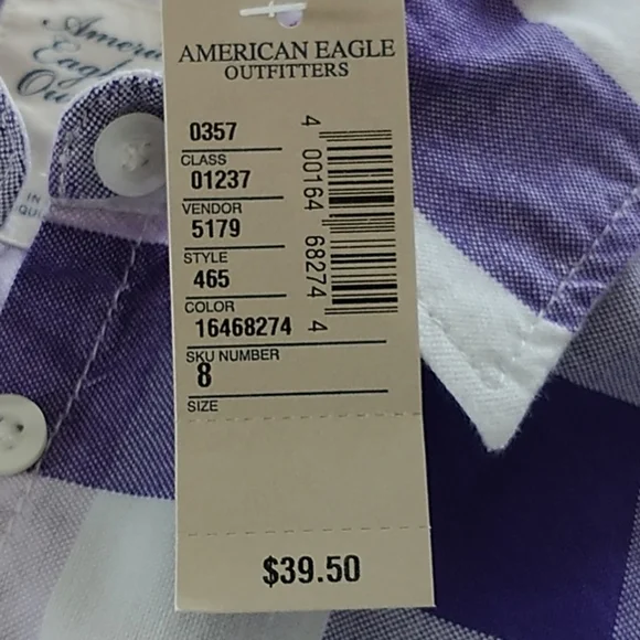 American Eagle Outfitters Classic Purple Plaid Button Front Shirt 8 - Picture 11 of 13